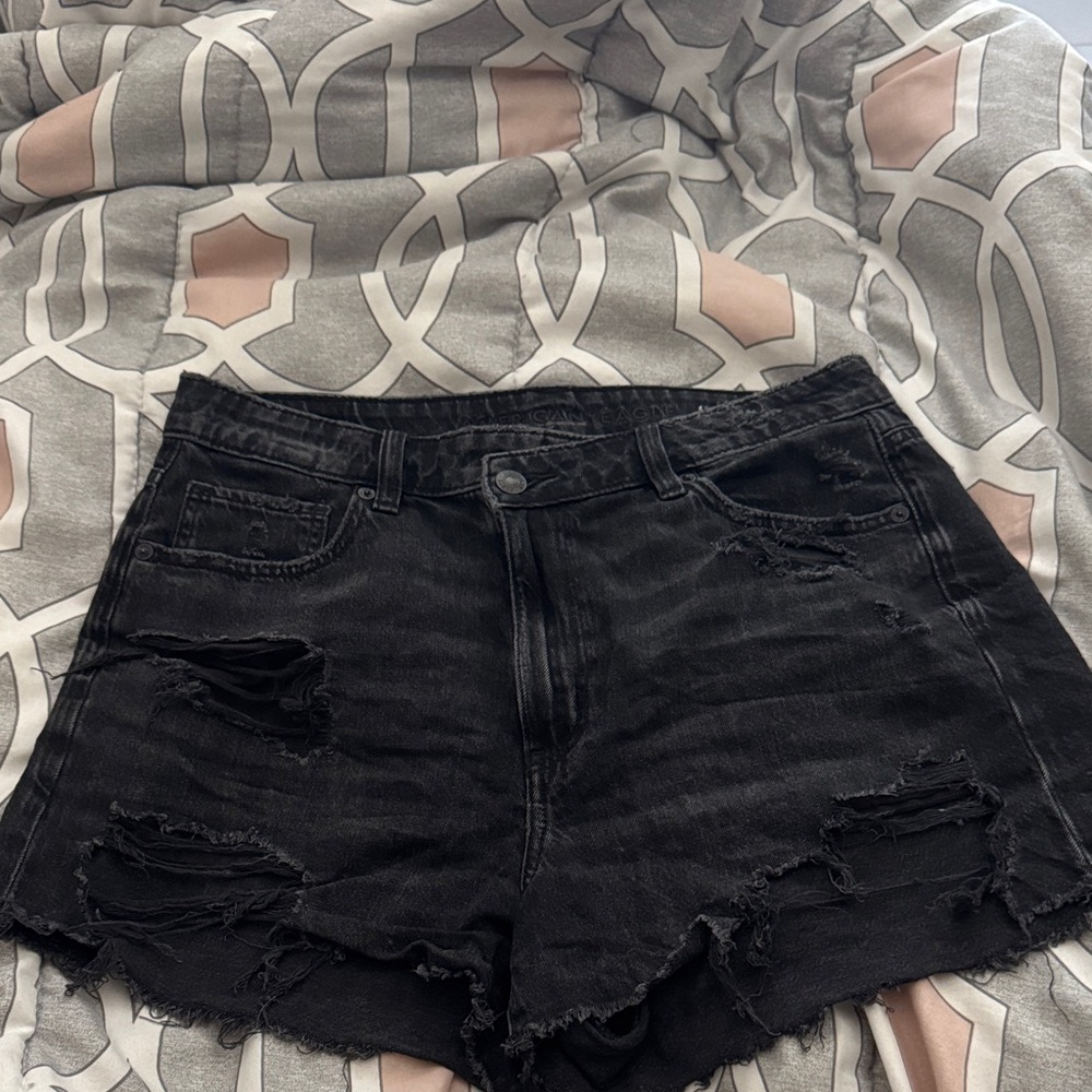 American eagle  Black Distressed mom shorts